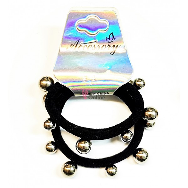 Elastice pentru codite Cod EL025DD, set 4 bucati Negre cu Perle